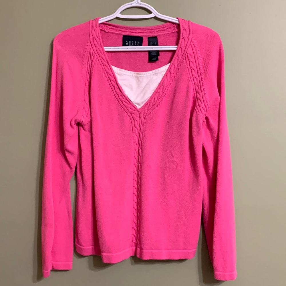 Pink & White Sweater Crazy Horse